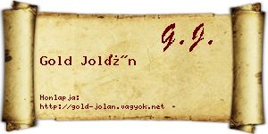 Gold Jolán névjegykártya